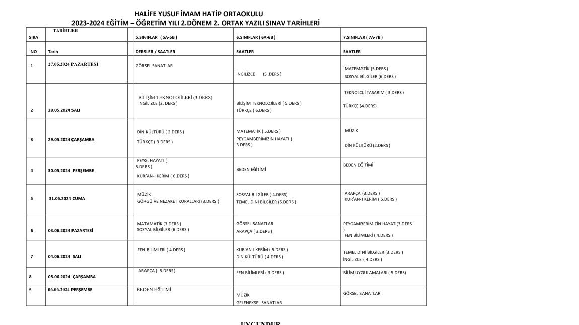 OKULUMUZ 2. DÖNEM 2. ORTAK SINAV TARİHLERİ BELLİ OLDU